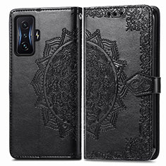 Leather Case Stands Fashionable Pattern Flip Cover Holder for Xiaomi Redmi K50 Gaming AMG F1 5G Black