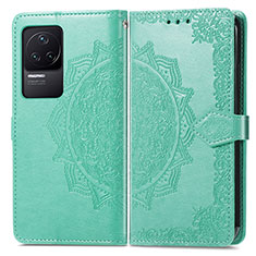 Leather Case Stands Fashionable Pattern Flip Cover Holder for Xiaomi Redmi K50 Pro 5G Green