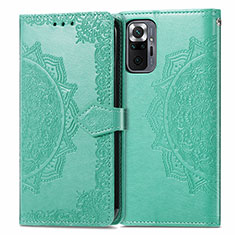 Leather Case Stands Fashionable Pattern Flip Cover Holder for Xiaomi Redmi Note 10 Pro 4G Green