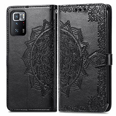 Leather Case Stands Fashionable Pattern Flip Cover Holder for Xiaomi Redmi Note 10 Pro 5G Black