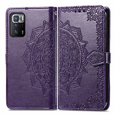 Leather Case Stands Fashionable Pattern Flip Cover Holder for Xiaomi Redmi Note 10 Pro 5G Purple