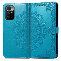 Leather Case Stands Fashionable Pattern Flip Cover Holder for Xiaomi Redmi Note 11 4G (2021) Blue