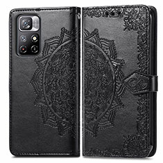 Leather Case Stands Fashionable Pattern Flip Cover Holder for Xiaomi Redmi Note 11 5G Black