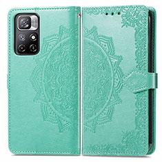 Leather Case Stands Fashionable Pattern Flip Cover Holder for Xiaomi Redmi Note 11 5G Green