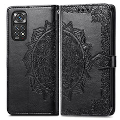 Leather Case Stands Fashionable Pattern Flip Cover Holder for Xiaomi Redmi Note 11 Pro 4G Black