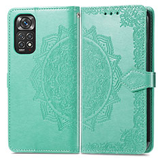 Leather Case Stands Fashionable Pattern Flip Cover Holder for Xiaomi Redmi Note 11 Pro 4G Green