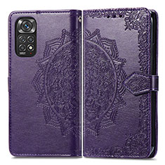 Leather Case Stands Fashionable Pattern Flip Cover Holder for Xiaomi Redmi Note 11 Pro 5G Purple