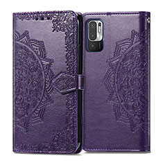 Leather Case Stands Fashionable Pattern Flip Cover Holder for Xiaomi Redmi Note 11 SE 5G Purple