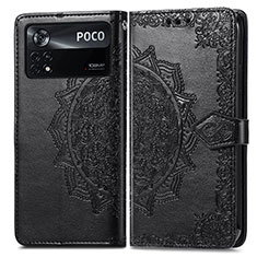 Leather Case Stands Fashionable Pattern Flip Cover Holder for Xiaomi Redmi Note 11E Pro 5G Black