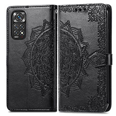 Leather Case Stands Fashionable Pattern Flip Cover Holder for Xiaomi Redmi Note 11S 4G Black