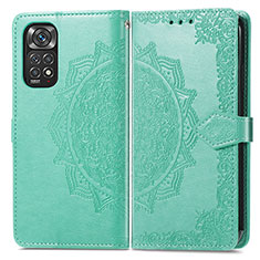 Leather Case Stands Fashionable Pattern Flip Cover Holder for Xiaomi Redmi Note 11S 4G Green