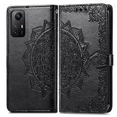 Leather Case Stands Fashionable Pattern Flip Cover Holder for Xiaomi Redmi Note 12S Black