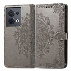 Leather Case Stands Fashionable Pattern Flip Cover Holder for Xiaomi Redmi Note 13 5G Gray