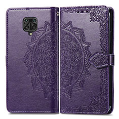 Leather Case Stands Fashionable Pattern Flip Cover Holder for Xiaomi Redmi Note 9S Purple