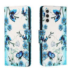 Leather Case Stands Fashionable Pattern Flip Cover Holder H01X for Samsung Galaxy A04s Blue