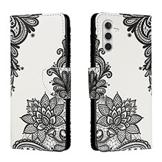Leather Case Stands Fashionable Pattern Flip Cover Holder H01X for Samsung Galaxy A04s Dark Gray
