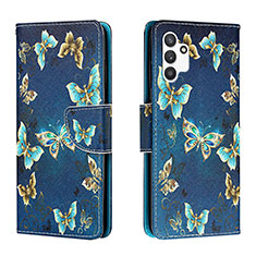 Leather Case Stands Fashionable Pattern Flip Cover Holder H01X for Samsung Galaxy A13 4G Navy Blue