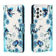 Leather Case Stands Fashionable Pattern Flip Cover Holder H01X for Samsung Galaxy A33 5G Blue