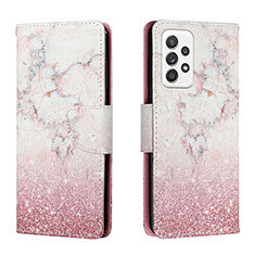 Leather Case Stands Fashionable Pattern Flip Cover Holder H01X for Samsung Galaxy A33 5G Pink