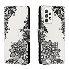 Leather Case Stands Fashionable Pattern Flip Cover Holder H01X for Samsung Galaxy A53 5G Dark Gray