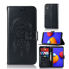 Leather Case Stands Fashionable Pattern Flip Cover Holder JX1 for Samsung Galaxy A01 Core Black