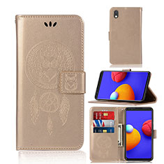 Leather Case Stands Fashionable Pattern Flip Cover Holder JX1 for Samsung Galaxy A01 Core Gold