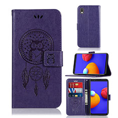 Leather Case Stands Fashionable Pattern Flip Cover Holder JX1 for Samsung Galaxy A01 Core Purple