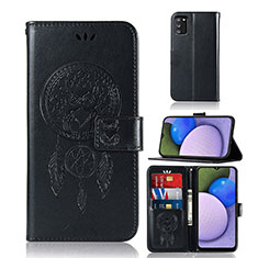 Leather Case Stands Fashionable Pattern Flip Cover Holder JX1 for Samsung Galaxy A02s Black