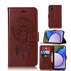 Leather Case Stands Fashionable Pattern Flip Cover Holder JX1 for Samsung Galaxy A02s Brown