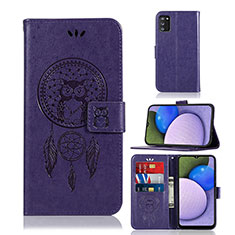 Leather Case Stands Fashionable Pattern Flip Cover Holder JX1 for Samsung Galaxy A02s Purple