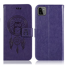 Leather Case Stands Fashionable Pattern Flip Cover Holder JX1 for Samsung Galaxy A22 5G Purple