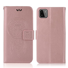 Leather Case Stands Fashionable Pattern Flip Cover Holder JX1 for Samsung Galaxy A22 5G Rose Gold