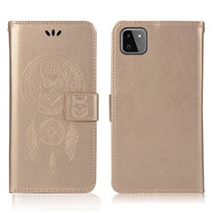 Leather Case Stands Fashionable Pattern Flip Cover Holder JX1 for Samsung Galaxy A22s 5G Gold