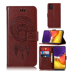 Leather Case Stands Fashionable Pattern Flip Cover Holder JX1 for Samsung Galaxy A24 4G Brown