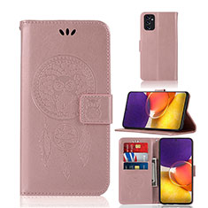 Leather Case Stands Fashionable Pattern Flip Cover Holder JX1 for Samsung Galaxy A24 4G Rose Gold