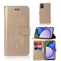 Leather Case Stands Fashionable Pattern Flip Cover Holder JX1 for Samsung Galaxy F02S SM-E025F Gold