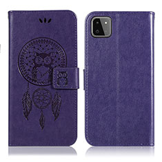 Leather Case Stands Fashionable Pattern Flip Cover Holder JX1 for Samsung Galaxy F42 5G Purple