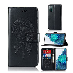 Leather Case Stands Fashionable Pattern Flip Cover Holder JX1 for Samsung Galaxy S20 Lite 5G Black