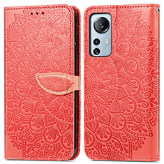 Leather Case Stands Fashionable Pattern Flip Cover Holder L02 for Xiaomi Mi 12 Lite 5G Red