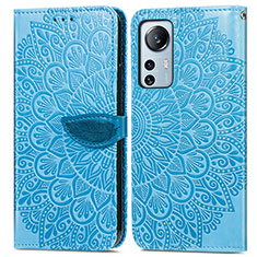 Leather Case Stands Fashionable Pattern Flip Cover Holder L02 for Xiaomi Mi 12 Lite 5G Sky Blue