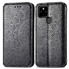 Leather Case Stands Fashionable Pattern Flip Cover Holder S01D for Google Pixel 5a 5G Black