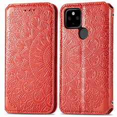 Leather Case Stands Fashionable Pattern Flip Cover Holder S01D for Google Pixel 5a 5G Red