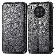 Leather Case Stands Fashionable Pattern Flip Cover Holder S01D for Huawei Honor 50 Lite Black