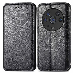 Leather Case Stands Fashionable Pattern Flip Cover Holder S01D for Huawei Honor Magic3 Pro 5G Black