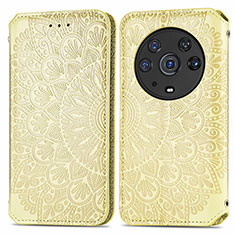 Leather Case Stands Fashionable Pattern Flip Cover Holder S01D for Huawei Honor Magic3 Pro 5G Gold