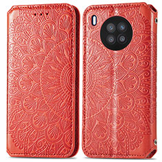 Leather Case Stands Fashionable Pattern Flip Cover Holder S01D for Huawei Nova 8i Red