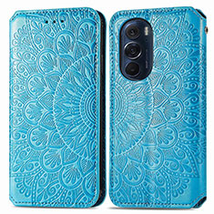 Leather Case Stands Fashionable Pattern Flip Cover Holder S01D for Motorola Moto Edge 30 Pro 5G Blue