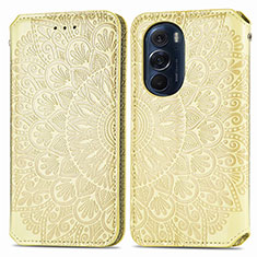 Leather Case Stands Fashionable Pattern Flip Cover Holder S01D for Motorola Moto Edge X30 5G Gold