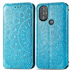 Leather Case Stands Fashionable Pattern Flip Cover Holder S01D for Motorola Moto G Play Gen 2 Blue