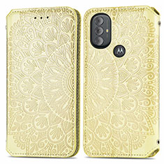 Leather Case Stands Fashionable Pattern Flip Cover Holder S01D for Motorola Moto G Play Gen 2 Gold